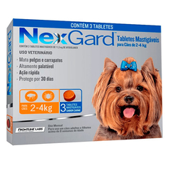 Nexgard Antipulgas e Carrapatos 11,3 mg para Cães de 2 a 4kg com 3 tabletes