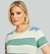 Blusa listra larga tricolor malha crepe com linho decote redondo e mg curta - comprar online