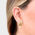 Brinco Semijoia Ear Hook Cravejado Medio Dourado