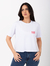 Blusa Semi Cropped Kite Girl Meia Malha Branca