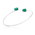 BRACELETE DE PRATA DUAS ZIRCONIAS QUADRADAS VERDE ESMERALDA - comprar online