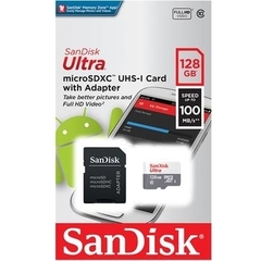 Cartão de Memória SanDisk Ultra MicroSD UHS-I, 128GB, com Adaptador 100MB/s