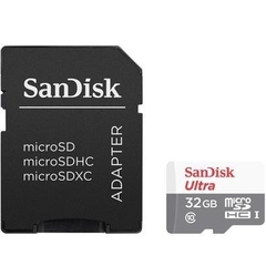 Cartão De Memoria Sandisk MicroSDHC 32GB, Classe 10 com Adaptador 80MBs