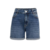 Short Curto Jeans Com Barra Dobrada Azul