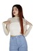 Blusa Crop Top de Cuero Sintético con Malla