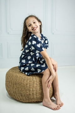 VESTIDO ELENA CORAZON AZUL - VANCHIS MODA INFANTIL