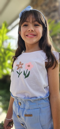 Remera Algodon Estampa Flores - comprar online