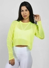 Cropped Manga Longa Amarelo Neon