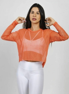 Cropped Manga Longa laranja