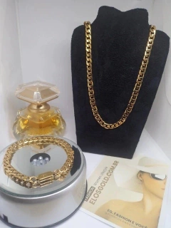 Conjunto Cartier - Elo grosso- Folhado a Ouro 18K - Corrente e Pulseira na internet