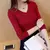 Women's new Pullover V-neck versatile white bottomed sweater elastic slim long sleeve sweater - comprar en línea