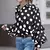 Women Leopard Print Blouse Shirt Vintage Autumn Polka Dot Shirt Button Loose Long Lantern Sleeve Lapel Elegant Office Ladies Top - comprar en línea