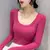 Women's Shirt Solid Color Cotton Shirts and Blouses Long Sleeve O Neck Tops Slim Casual Stretch Fashion Woman Blouse Z375