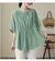 2024 Summer Women's Cotton Linen Pleated Casual Shirt Tops Fashion Batwing Sleeve Loose Temperament Blouse Ladies Solid T-shirts - comprar en línea