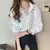 Classic Striped Shirts Women Spring Autumn Polo-neck Single-breasted Long Sleeve Cardigan Blouse Fashion Office Shirt Top E80