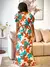 Imagen de Floral Print Crew Neck Dress, Vacation Style Ruffle Sleeve Split Hem Maxi Dress For Spring & Summer, Women's Clothing