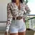 Imagen de Summer Print Blouse And Two Piece Sets Women 2024 Fashion Long Sleeve Floral Shirt Tops Short Pants Female Elegant Y2K 2Pcs Suit