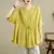 2024 Summer Women's Cotton Linen Pleated Casual Shirt Tops Fashion Batwing Sleeve Loose Temperament Blouse Ladies Solid T-shirts - comprar en línea