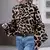 Imagen de Women Leopard Print Blouse Shirt Vintage Autumn Polka Dot Shirt Button Loose Long Lantern Sleeve Lapel Elegant Office Ladies Top