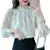 Women Spring Autumn Style Chiffon Blouses Shirts Lady Casual Long Sleeve Mock-Neck Flower Printed Chiffon Blouses Tops V144 - comprar en línea