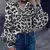 Women Leopard Print Blouse Shirt Vintage Autumn Polka Dot Shirt Button Loose Long Lantern Sleeve Lapel Elegant Office Ladies Top - MenPer Store