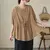 2024 Summer Women's Cotton Linen Pleated Casual Shirt Tops Fashion Batwing Sleeve Loose Temperament Blouse Ladies Solid T-shirts