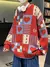 Womens Clothing Casual Style Heart Shape Lattice Pattern LOOSE O-Neck Long Sleeve Pullovers  - comprar en línea