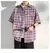 2024 Men Summer Fashion Streetwear Casual Plaid Shirt Men's Short Sleeve Loose Shirts Male New Oversized Pocket Blouses D393 - tienda en línea