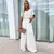 Imagen de Short Sleeve Jumpsuit Formal Occasion Jumpsuit Elegant Women's Wide Leg Jumpsuit with Belted Waist Pleated Collar for Formal