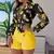 Summer Print Blouse And Two Piece Sets Women 2024 Fashion Long Sleeve Floral Shirt Tops Short Pants Female Elegant Y2K 2Pcs Suit - comprar en línea