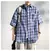 2024 Men Summer Fashion Streetwear Casual Plaid Shirt Men's Short Sleeve Loose Shirts Male New Oversized Pocket Blouses D393 - MenPer Store