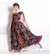 Blossom Printed One Shoulder Lace Up Maxi Chiffon Dress - MenPer Store