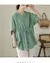 Imagen de 2024 Summer Women's Cotton Linen Pleated Casual Shirt Tops Fashion Batwing Sleeve Loose Temperament Blouse Ladies Solid T-shirts