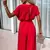 Imagen de Short Sleeve Jumpsuit Formal Occasion Jumpsuit Elegant Women's Wide Leg Jumpsuit with Belted Waist Pleated Collar for Formal