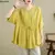 2024 Summer Women's Cotton Linen Pleated Casual Shirt Tops Fashion Batwing Sleeve Loose Temperament Blouse Ladies Solid T-shirts