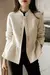 Blends Coat Autumn Women Thick 2024 Fall Winter Wool Jacket Vintage Long Outwear Three Quarter Sleeve Elegant Mujer Windbreaker