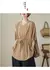 2024 Summer Women's Cotton Linen Pleated Casual Shirt Tops Fashion Batwing Sleeve Loose Temperament Blouse Ladies Solid T-shirts - comprar en línea