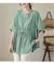 2024 Summer Women's Cotton Linen Pleated Casual Shirt Tops Fashion Batwing Sleeve Loose Temperament Blouse Ladies Solid T-shirts en internet