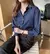 Classic Striped Shirts Women Spring Autumn Polo-neck Single-breasted Long Sleeve Cardigan Blouse Fashion Office Shirt Top E80 - tienda en línea