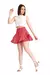 Women Red Mini Flower Pattern ?ortlu Red Skirt