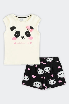 Conjunto Infantil Menina Pandas Alakazoo Preto