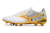 Chuteira Mizuno Morelia Branco com detalhe Amarelo Edição Lobo/Leão - loja online