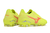 Bright yellow Mizuno Morelia Neo soccer cleats featuring a sleek design and contrasting red logo.