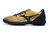 Imagem do Chuteira Society Mizuno Morelia Rebula Dourado com detalhe Azul Marinho