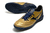 Chuteira Society Mizuno Morelia Rebula Dourado com detalhe Azul Marinho