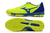 Chuteira Society Mizuno Morelia Rebula Verde Fluorescente com detalhe Azul Marinho 