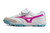 Chuteira Society Mizuno Morelia Classic Branco com detalhe Rosa