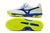 Chuteira Society Mizuno Morelia Pro Sala Classic Branco com detalhe Verde Fluorescente