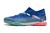 Chuteira Society Puma Future Azul com detalhe Verde Claro