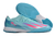 Chuteiras Futsal Adidas Elite Série X Messi Azul Fluorescente com detalhe Rosa e Roxo